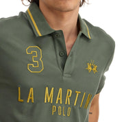 La Martina Polo Ricamo e Numero Logo Cotone verde militare map320