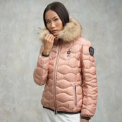 Blauer Piumino Corto Aldie Rosa Pallido Donna Interno Grigio con Cappuccio con Pelliccia