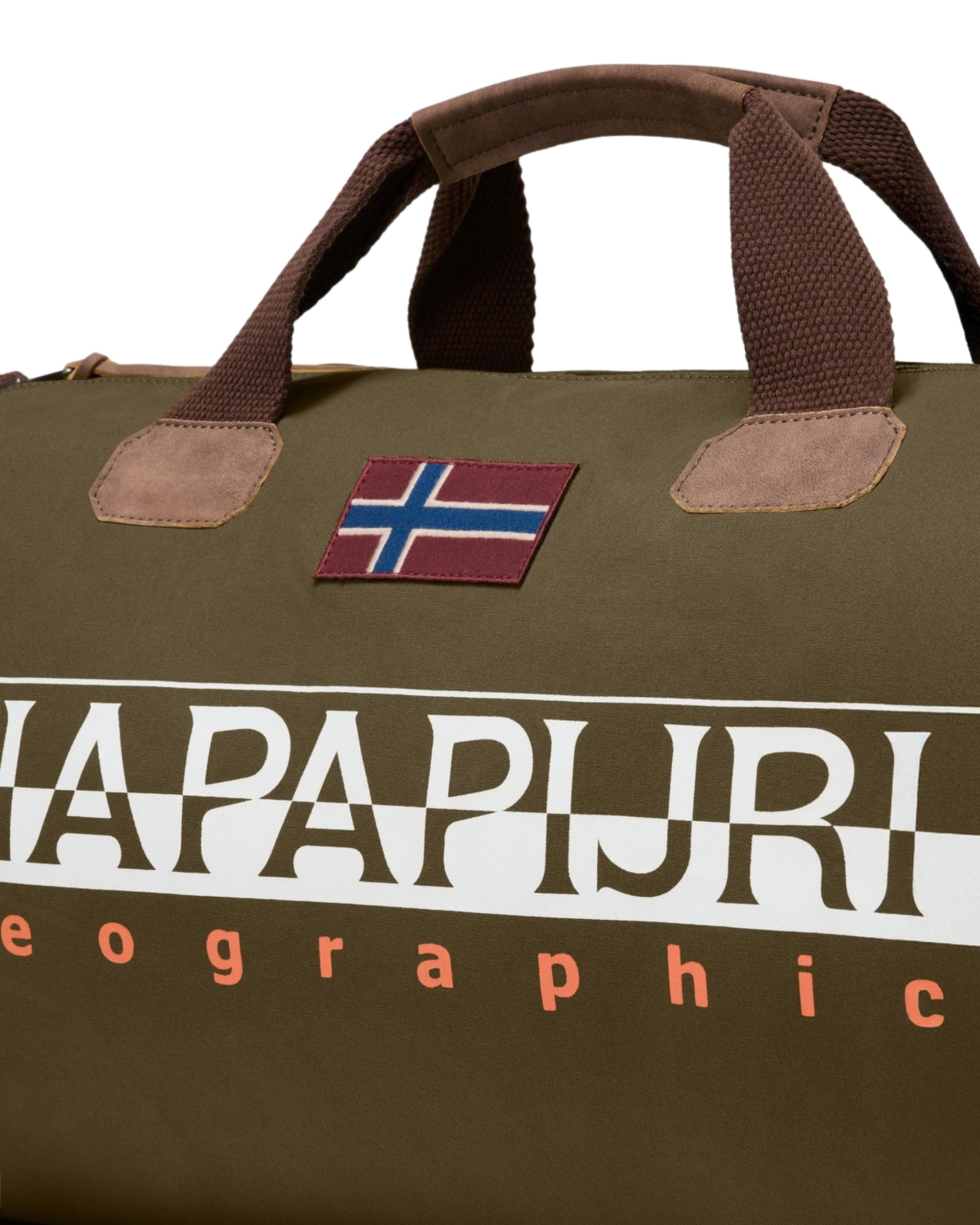 Napapijri Borsa da Viaggio con Tracolla Bering 3 in Cotone Cerato Verde Oliva Unisex