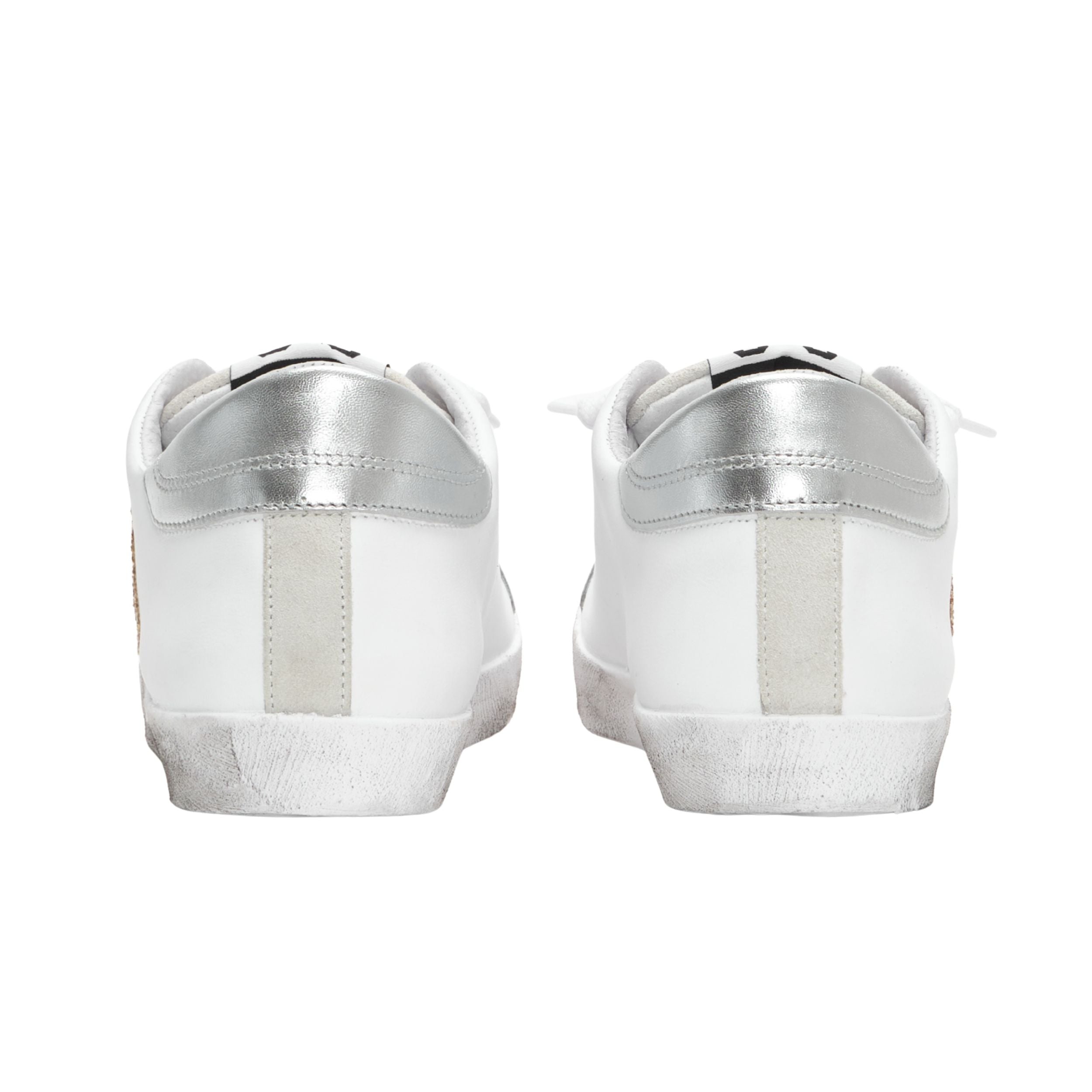 2Star Scarpe Sneakers Made in Italy artigianali PRIME STAR Pelle donna Bianco oro argento