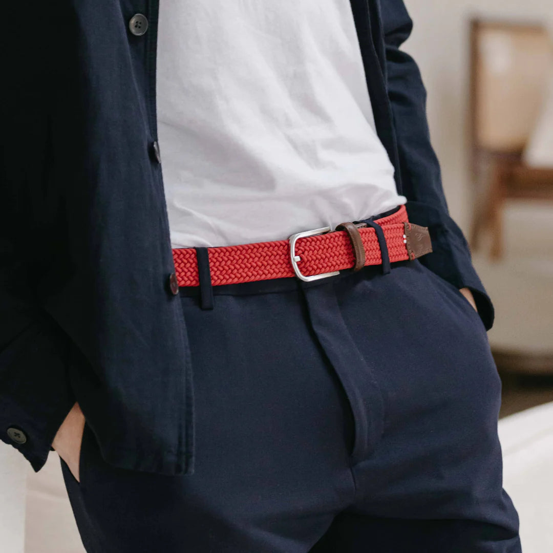 La Boucle cintura intrecciata con fibbia in metallo premium box regalo Losanna rosso