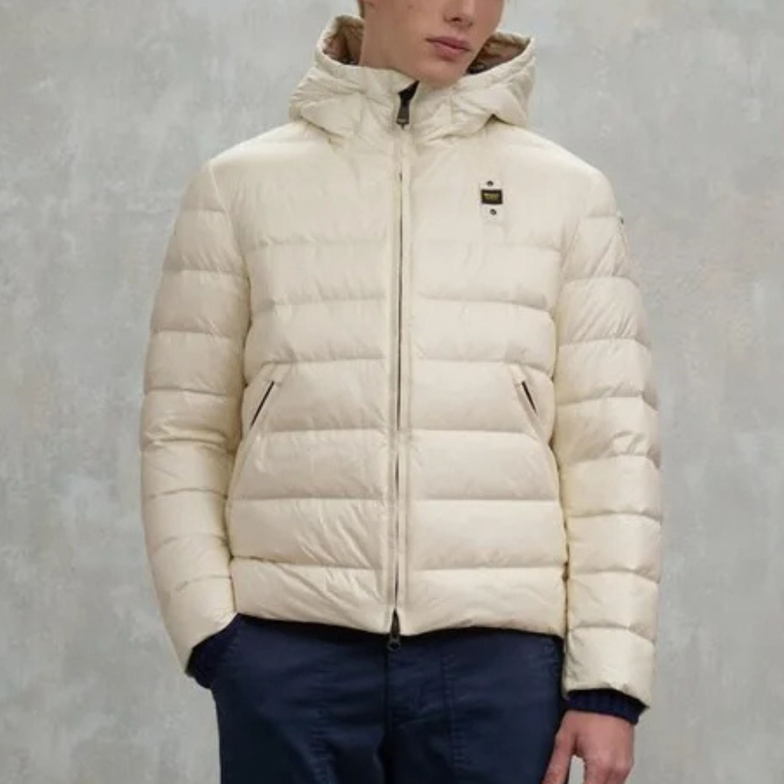 Blauer Giubbotto Piumino Corto Imbottito Acton Bianco Interno Beige Uomo