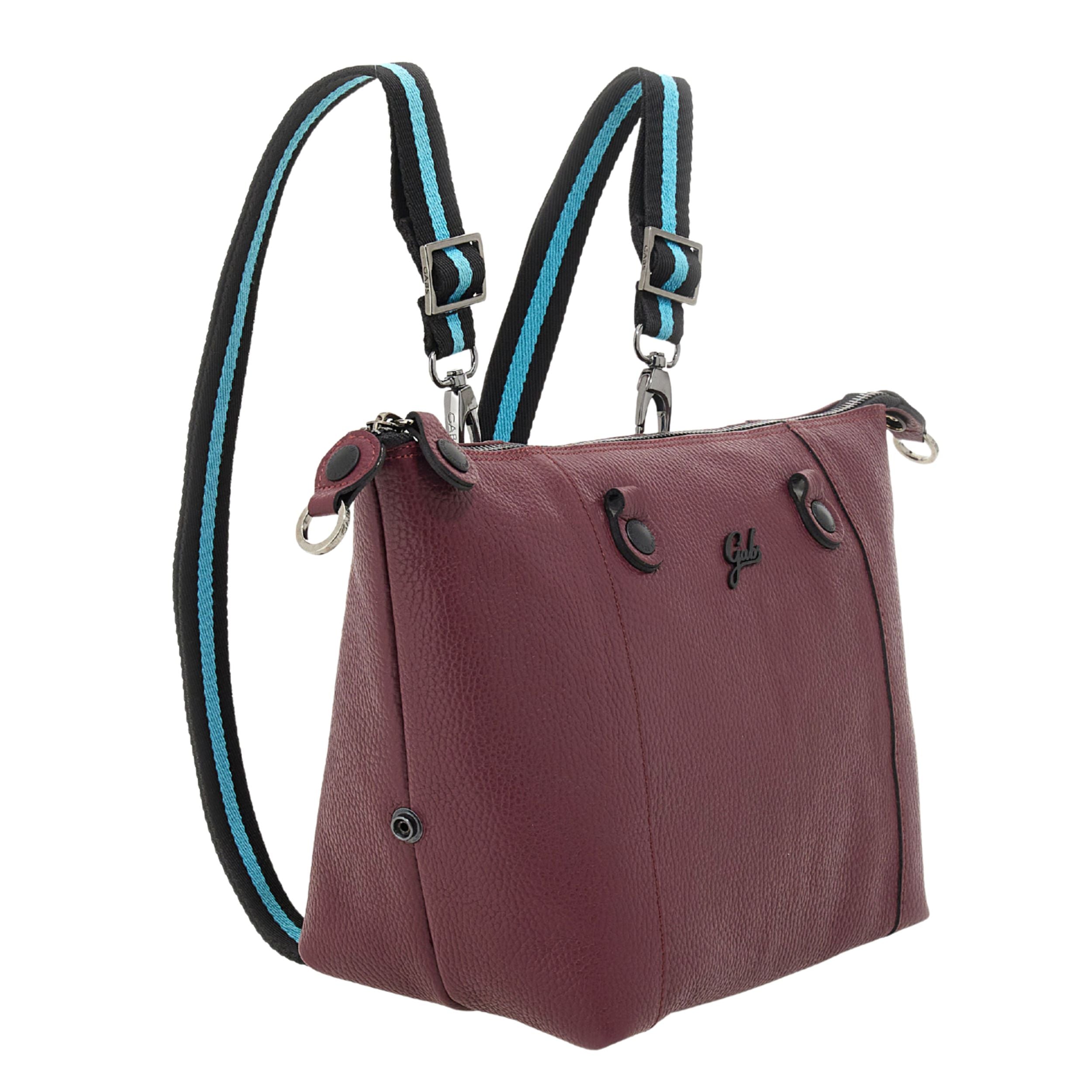 Gabs G3 Plus M Borsa Zaino Trasformabile Hobo Shopper Tote Bauletto in Pelle Bordeaux Chianti