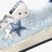 2Star Scarpe Sneakers Made in Italy artigianali WEEK STAR Pelle donna Azzurro Argento D5037