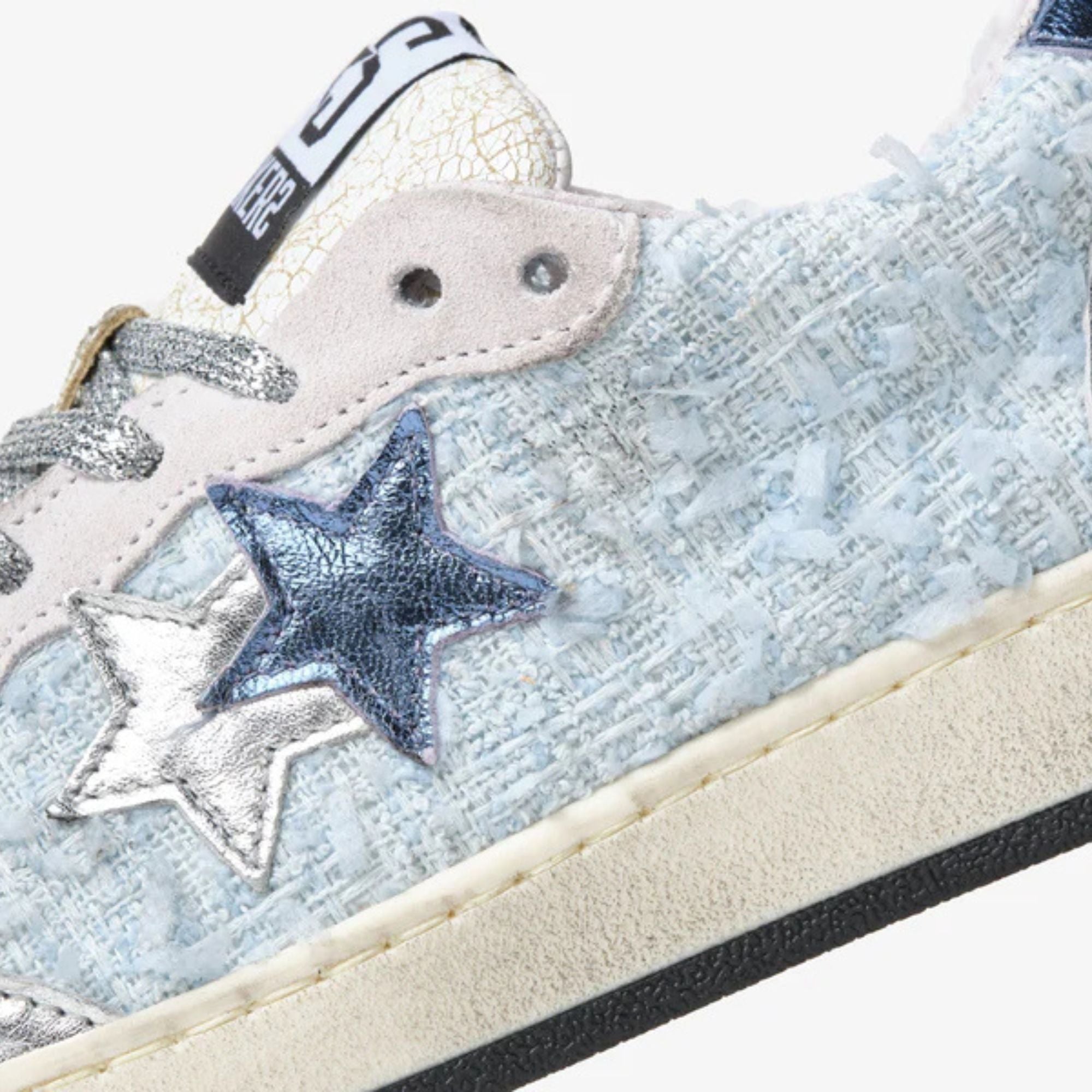2Star Scarpe Sneakers Made in Italy artigianali WEEK STAR Pelle donna Azzurro Argento D5037