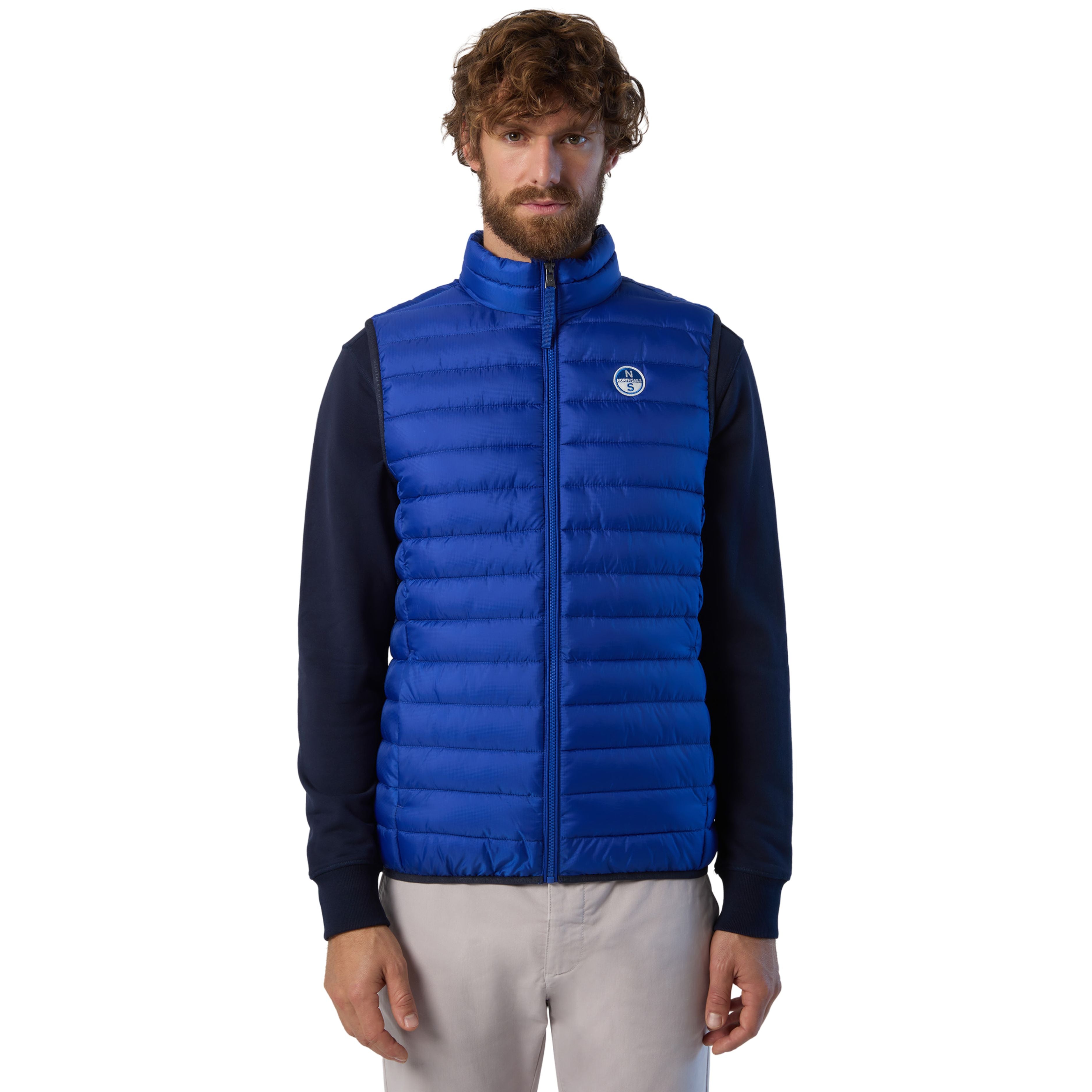 North Sails Gilet Smanicato Zip Crozet Vest tecnico outdoor antivento Tech 603272 surf blu 0831