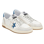2Star Scarpe Sneakers Made in Italy artigianali Week Star Pelle Bianco Celeste Uomo