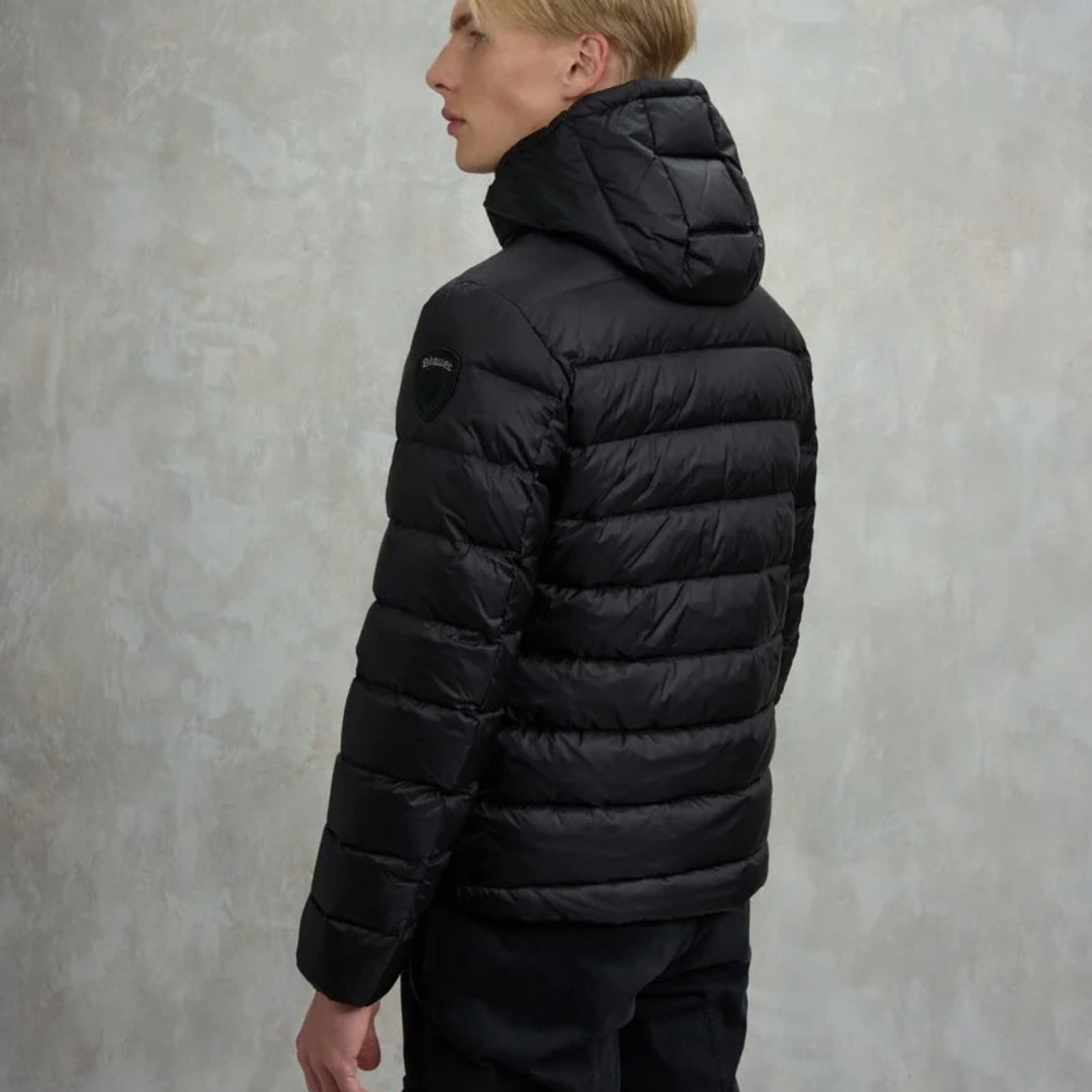 Blauer Giubbotto Piumino Corto Imbottito Acton Nero Interno Beige Uomo