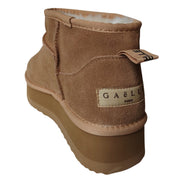 Gaelle Eskimo Boot Basso Donna in Suede Beige Cammello stivaletto con Ecofur