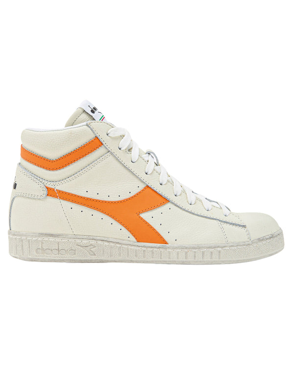 Diadora Sneakers Game L High Fluo Waxed Pelle Bianco