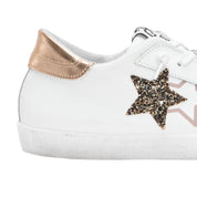 2Star Scarpe Sneakers Made in Italy artigianali PRIME STAR Pelle donna Bianco rame