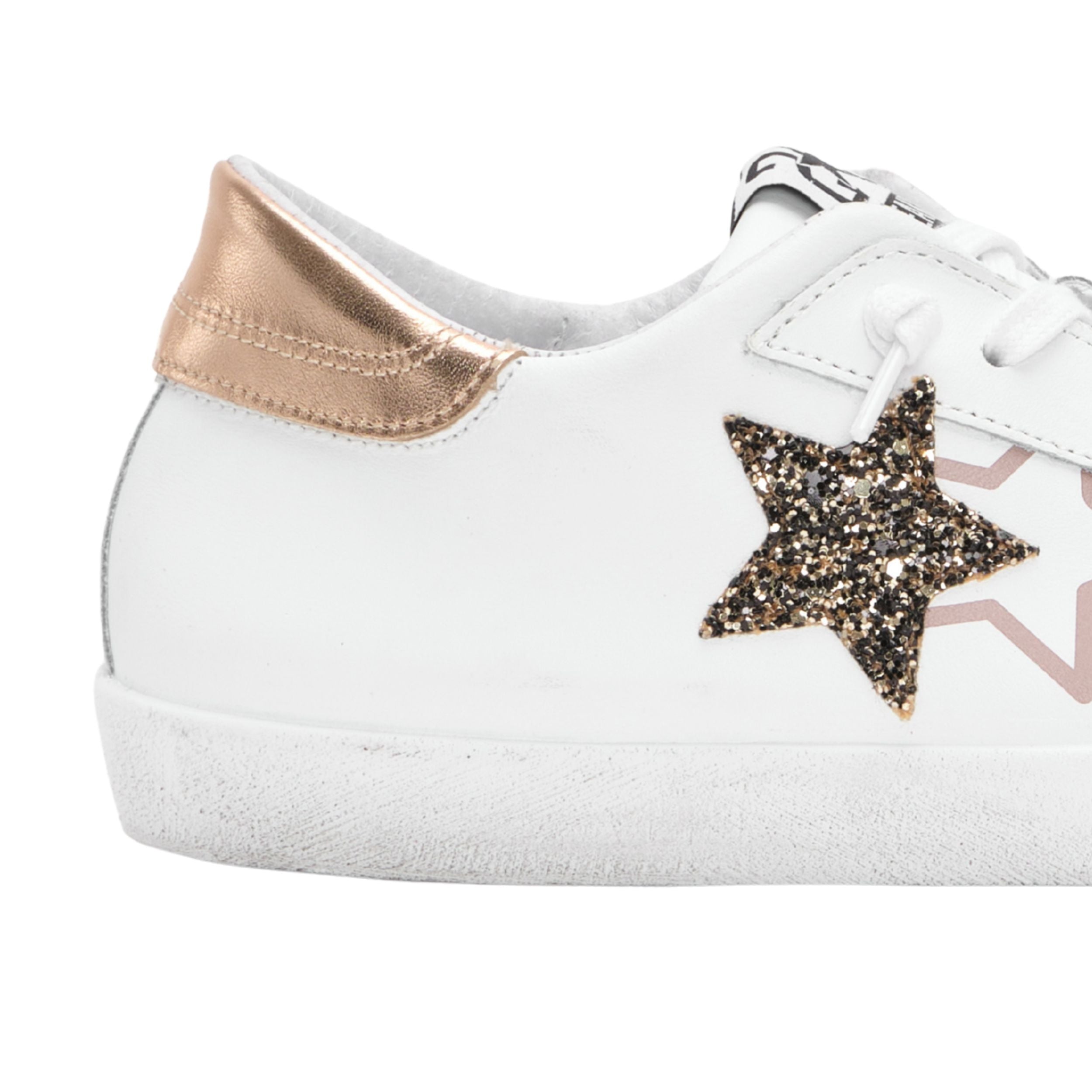 2Star Scarpe Sneakers Made in Italy artigianali PRIME STAR Pelle donna Bianco rame