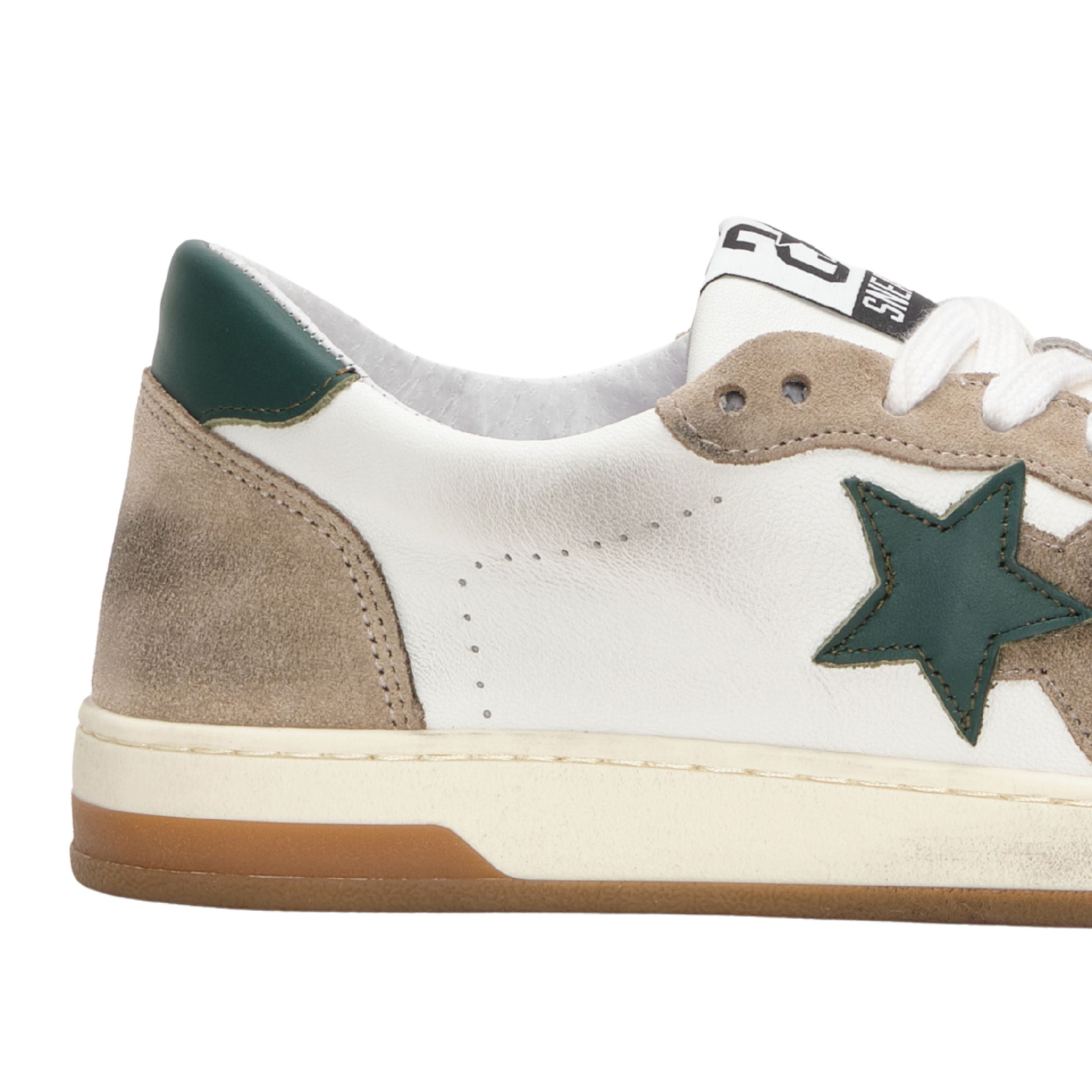 2Star Scarpe Sneakers Made in Italy artigianali Week Star Pelle Bianco Taupe Verde Uomo