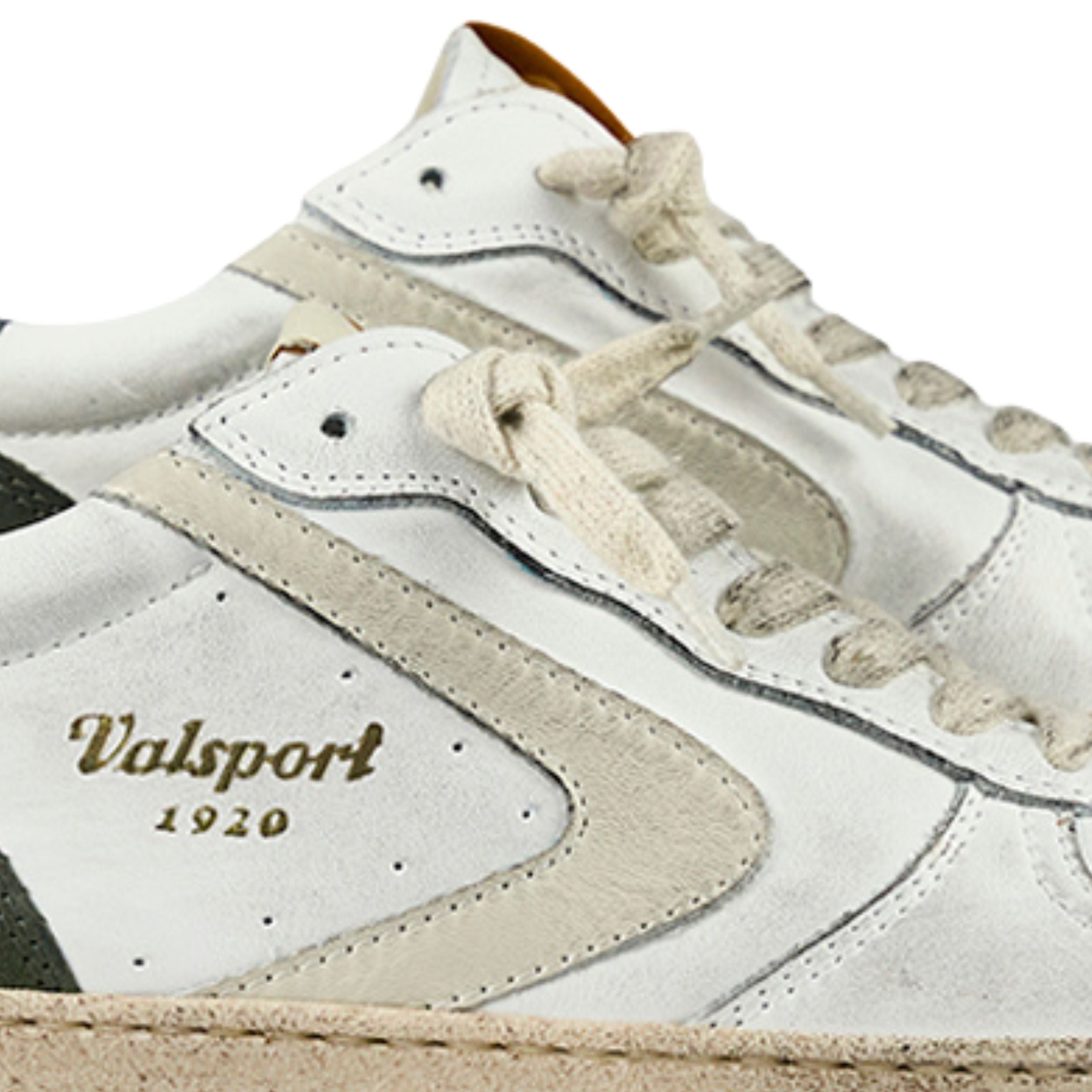 Valsport Scarpa Sneaker Davis Heritage in Nappa Bianco Verde Foresta Uomo