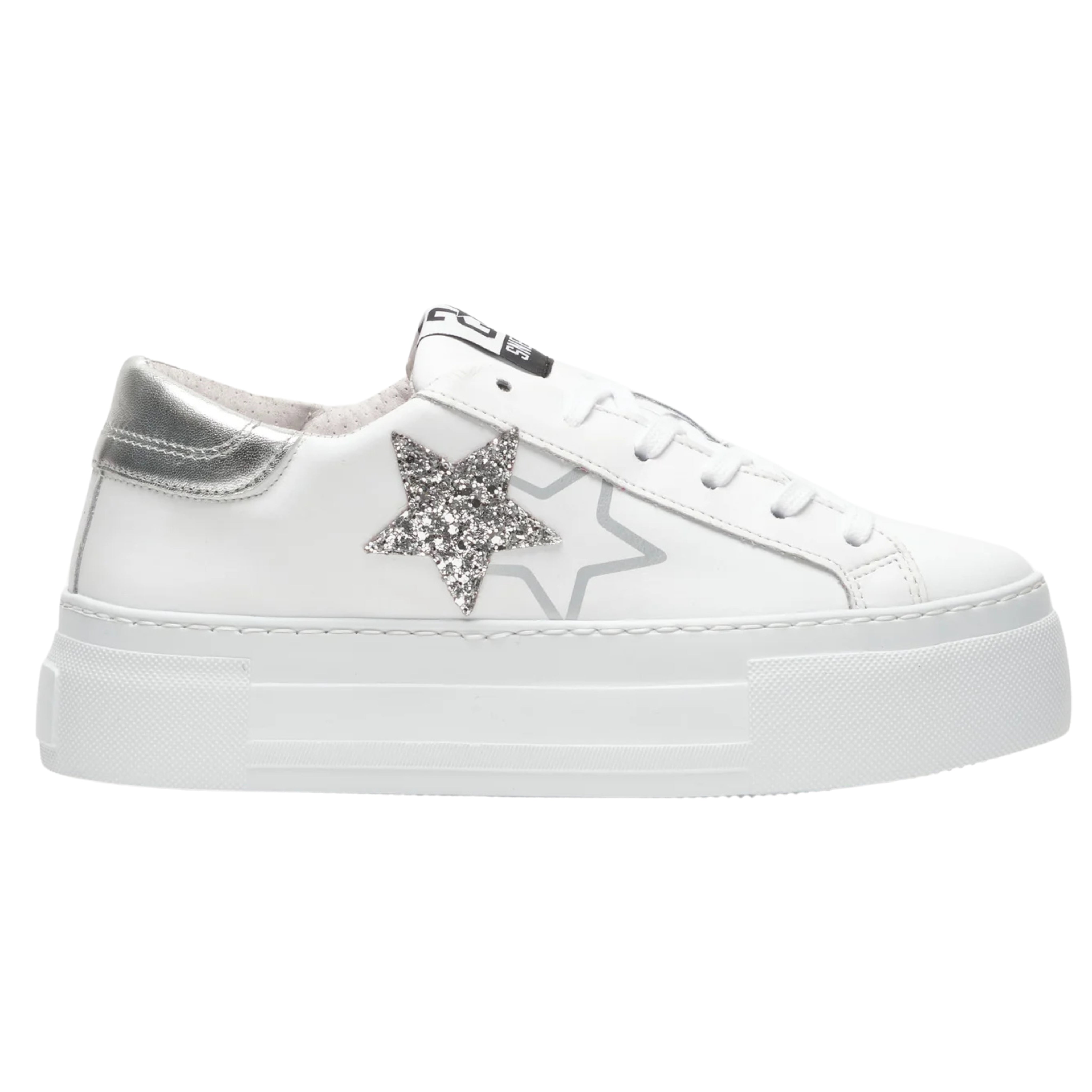 2Star Sneakers Donna Platform Star con Tomaia in Pelle Effetto Used