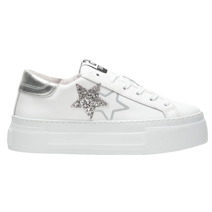 2Star Sneakers Donna Platform Star con Tomaia in Pelle Effetto Used 5