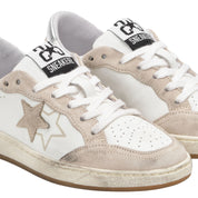 2Star Scarpe Sneakers Made in Italy artigianali Week Star Pelle Bianco Beige