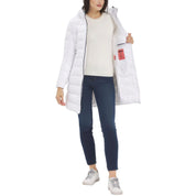 Blauer Parka Lungo Imbottito Adelaide Bianco Ottico Donna con Cappuccio Fisso