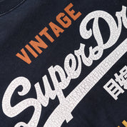 Superdry t-shirt men uomo logo ricamato relaxed tee navy