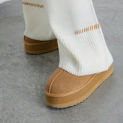 Gaelle Eskimo Boot Sabot Donna in Suede Beige Cammello con Ecofur Interna