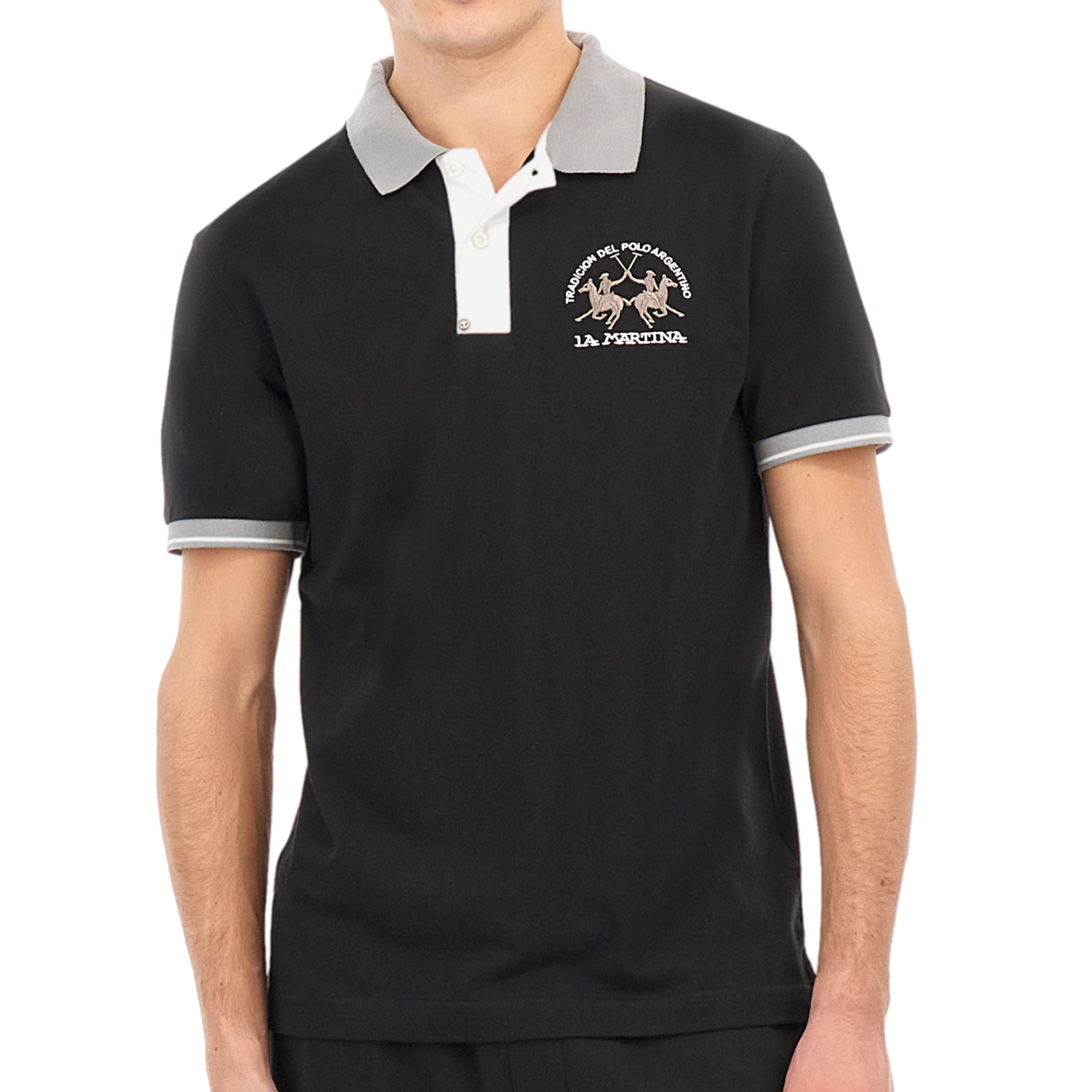 La Martina Polo Classica In Piquet stretch Regular Fit Nero uomo map005