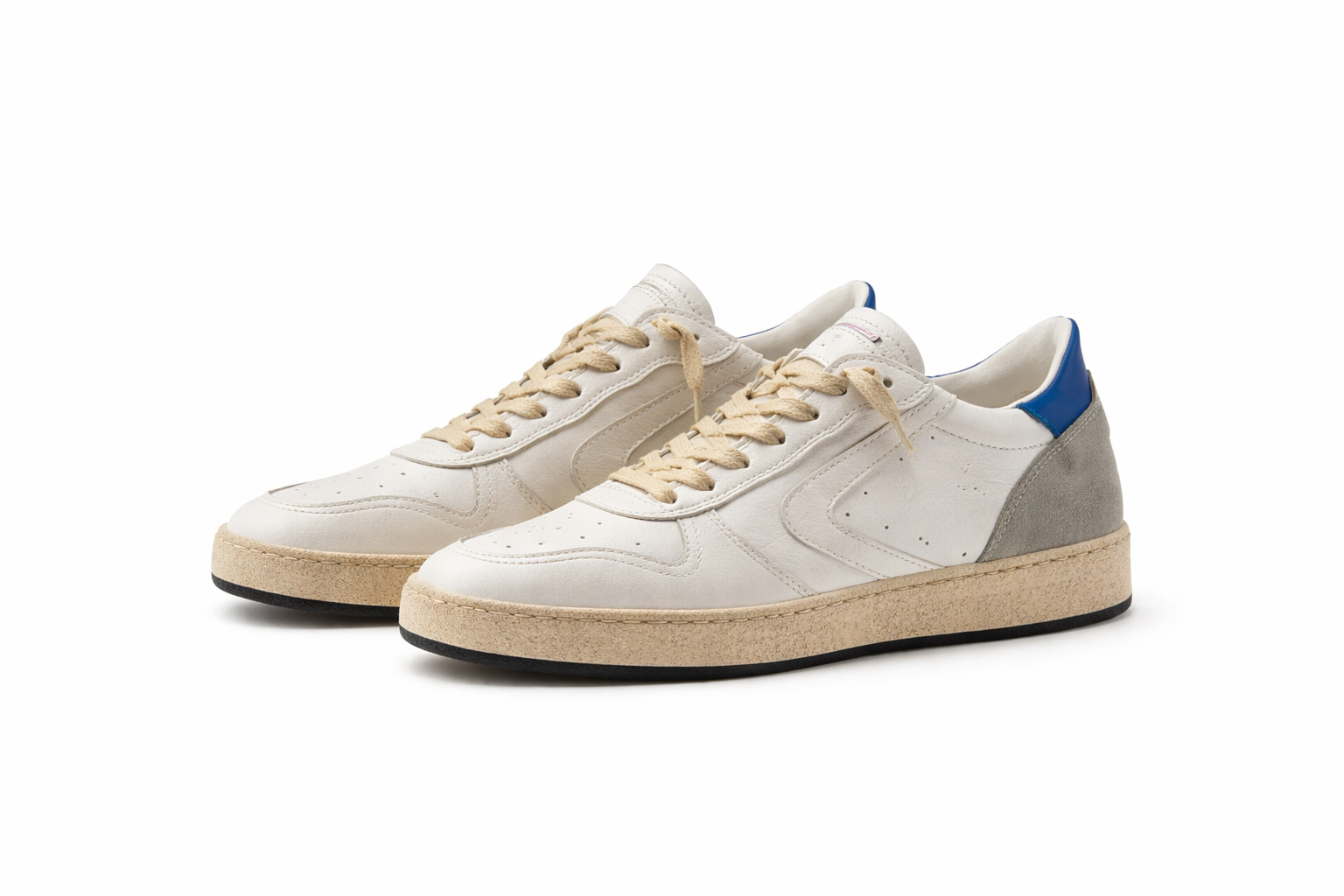 Valsport Scarpa Sneaker Davis Heritage in Nappa Bianco Blu uomo pelle artigianale