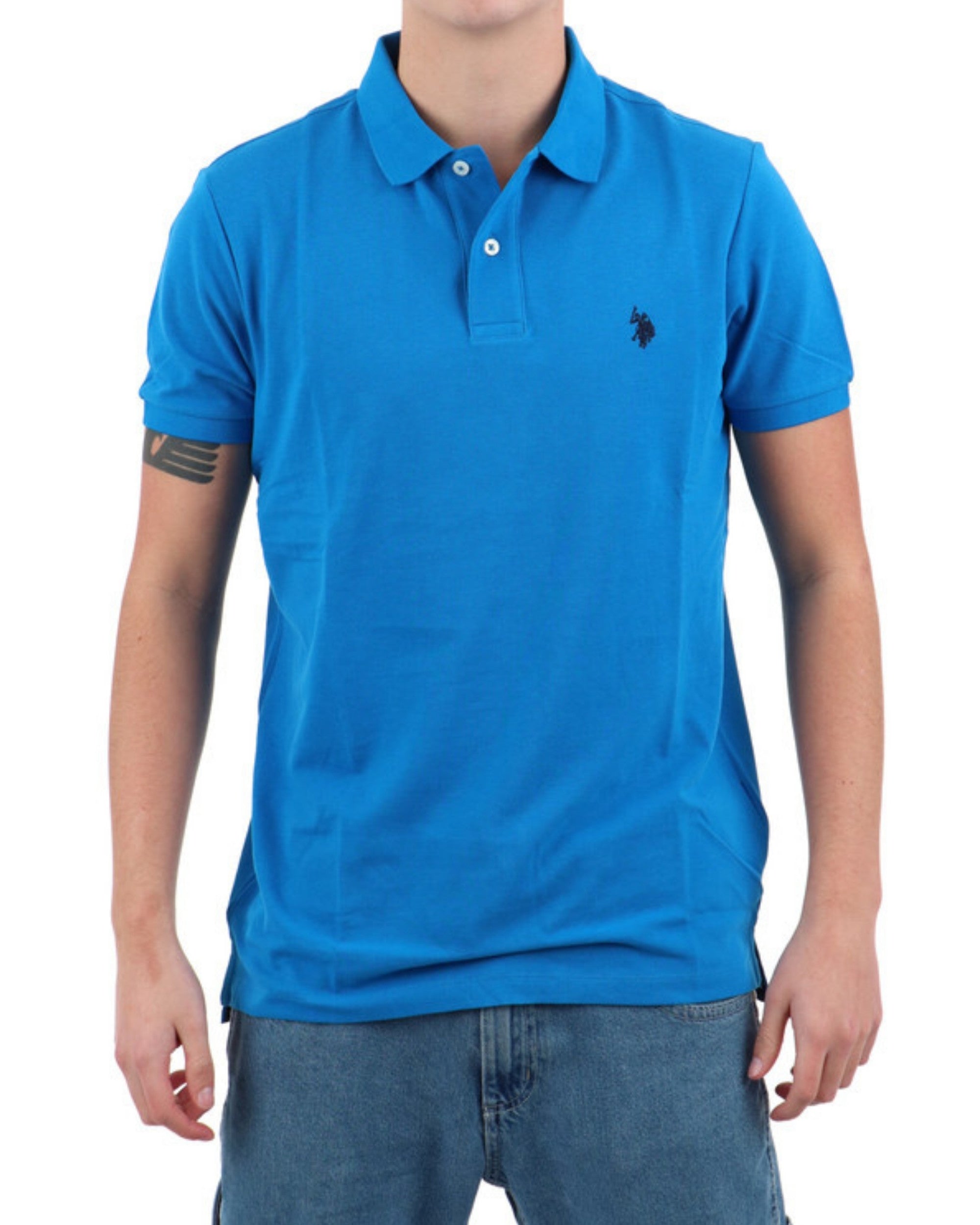 US Polo Assn. T-Shirt Logo Front and Back Cotton Blue