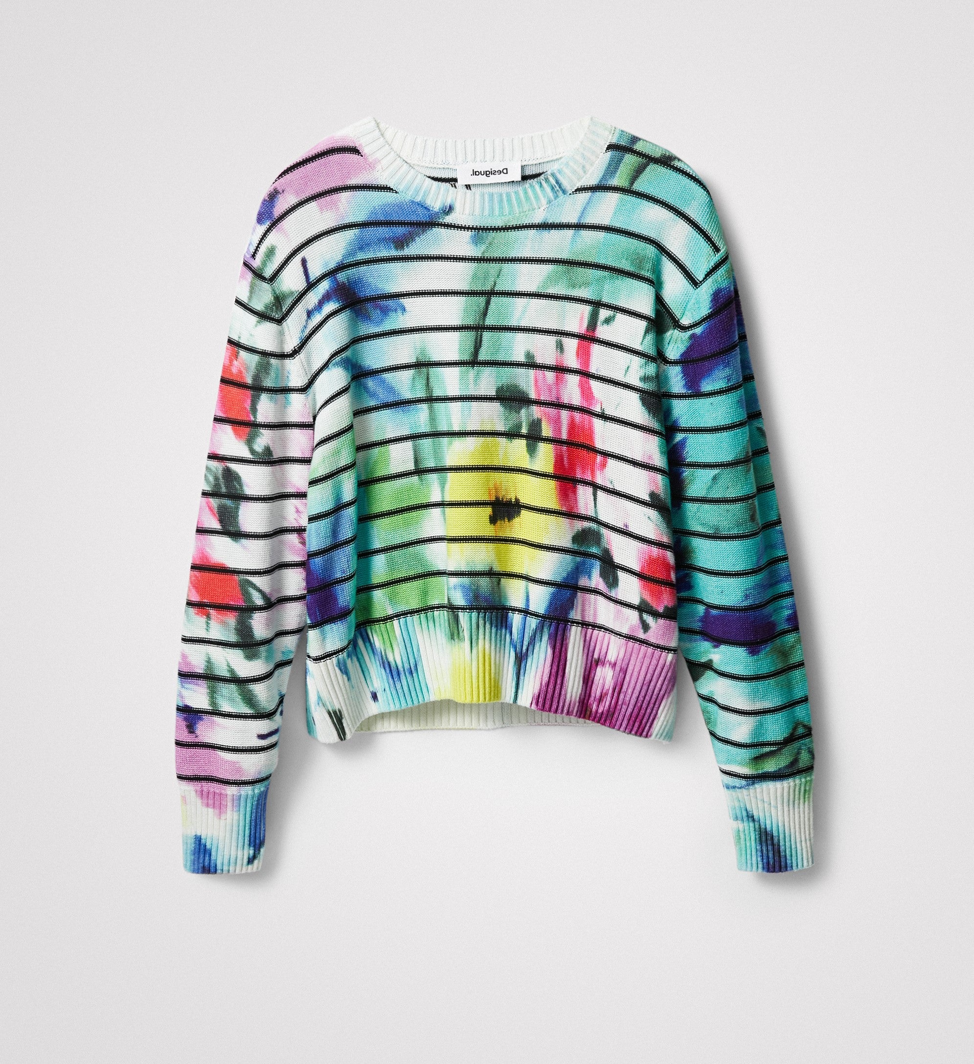 Desigual Pullover A Maglia Piatta Fantasia Multicolore Donna