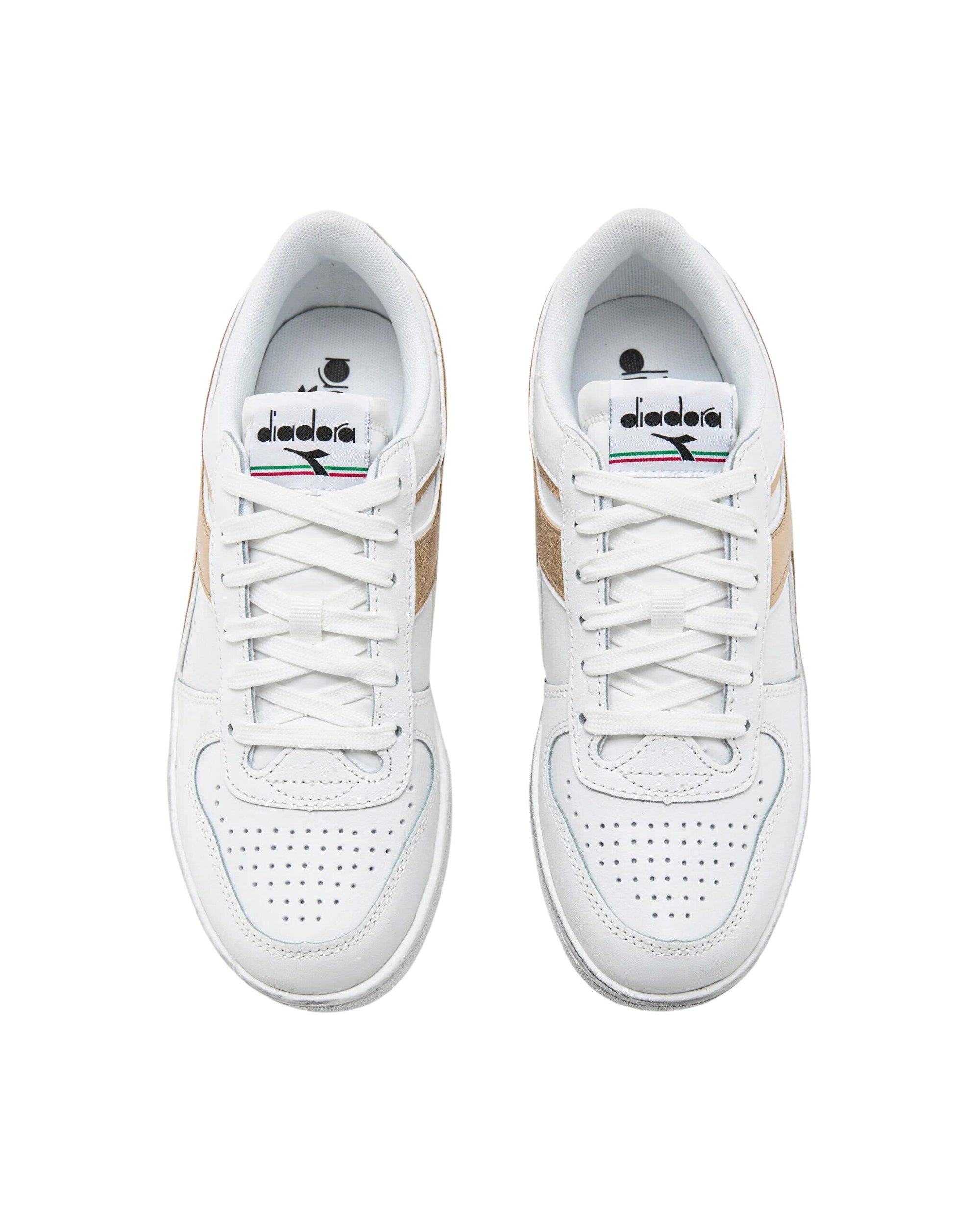 Diadora Scarpe Magic Basket Low Metal Ecopelle e Pelle Bianco