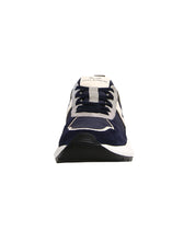 Voile Blanche Sporty Sneaker In Leather And Fabric, Trekking Laces And Blue Rubber Sole Men