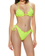 Mefui Slip Brasiliano Frou Frou Con Nodi Giallo Donna