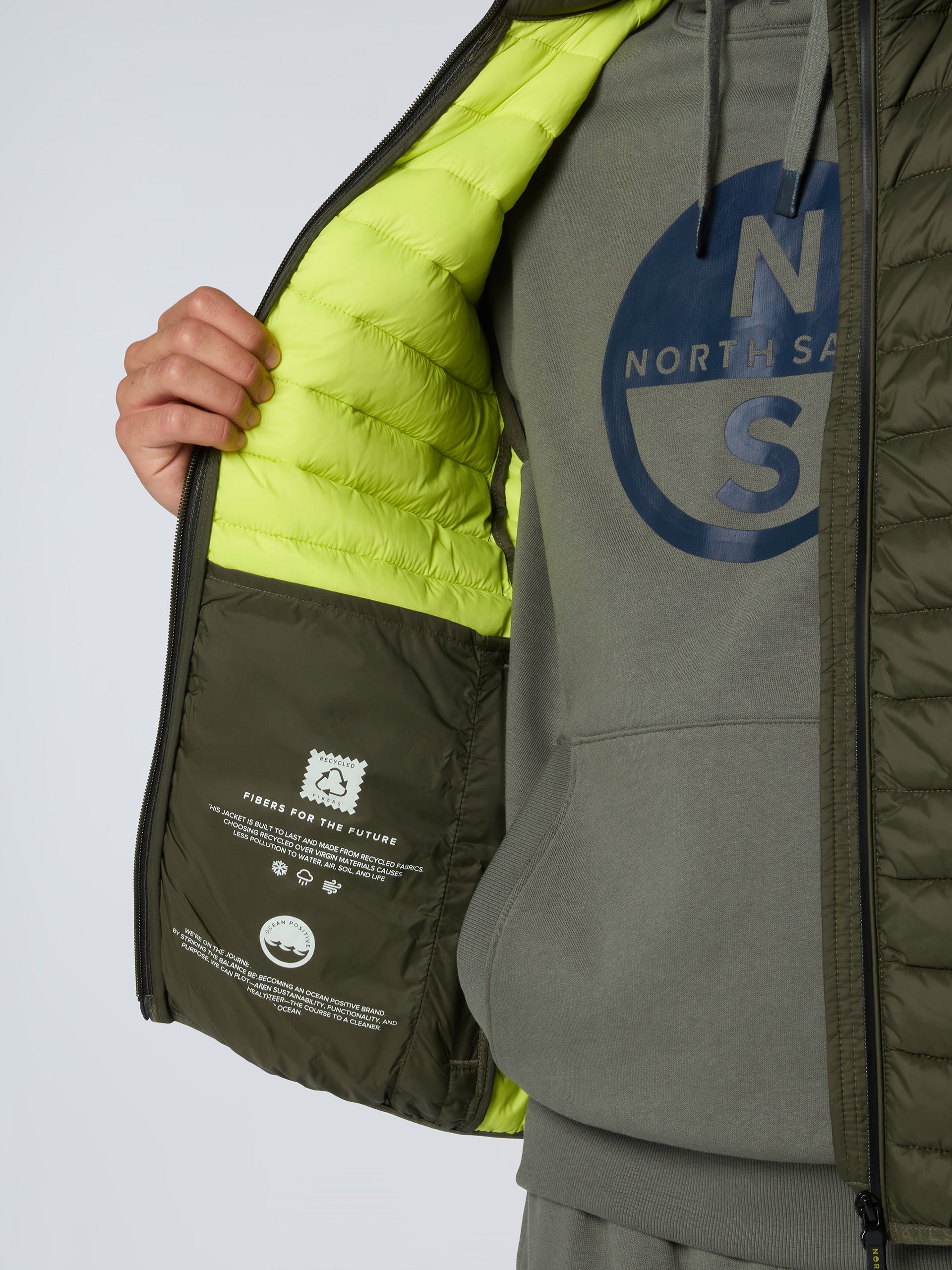North Sails smanicato vest giubbino piumino leggero gilet zephyr antivento acqua forest verde