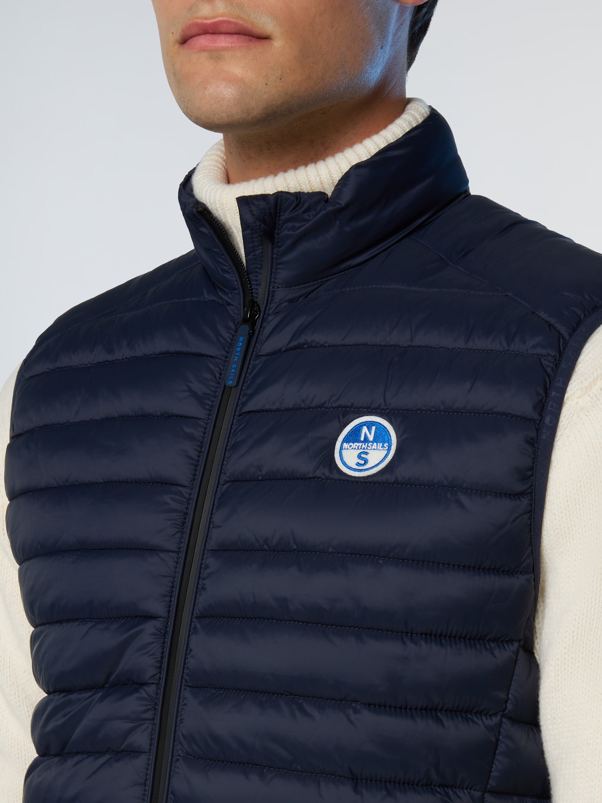 North Sails smanicato vest giubbino piumino leggero gilet zephyr antivento acqua Navy blu