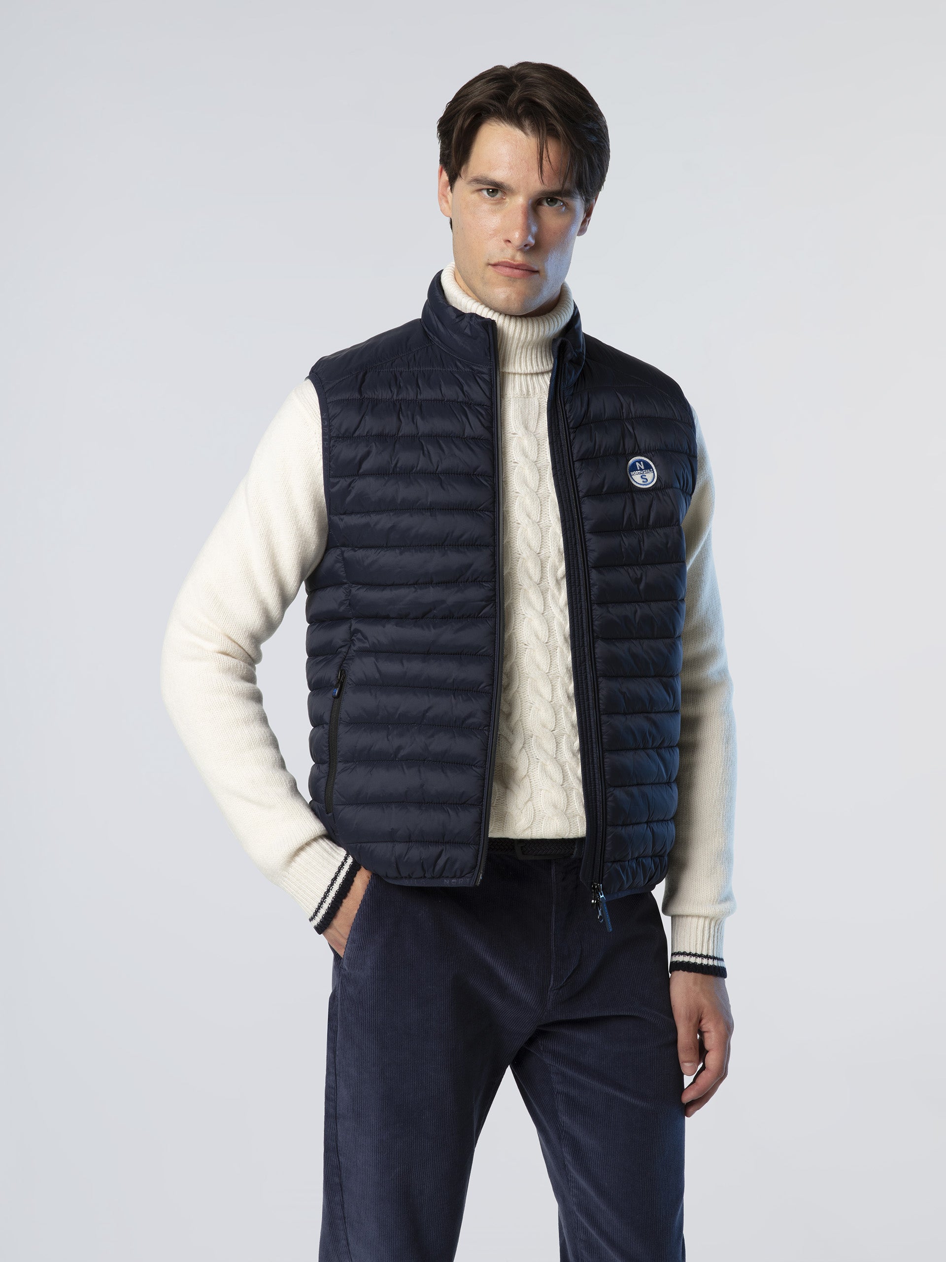 North Sails smanicato vest giubbino piumino leggero gilet zephyr antivento acqua Navy blu