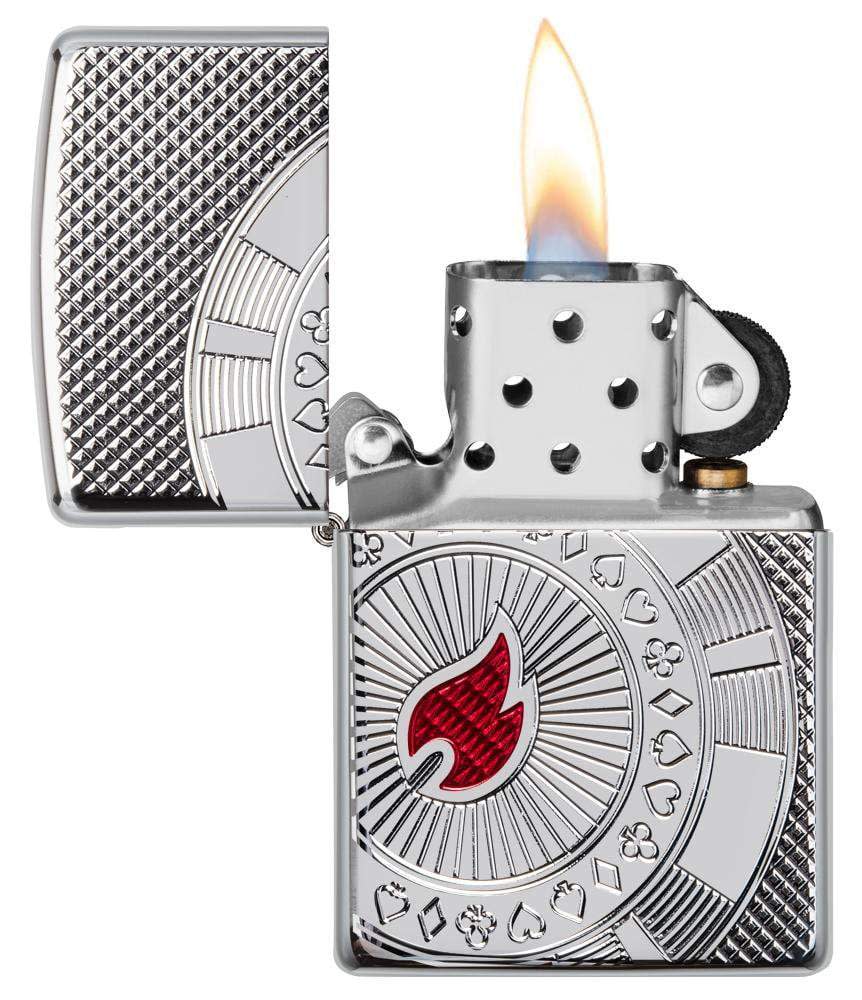 Zippo Accendino Versione Speciale Poker Chip Gioco Cromo Argento Unisex