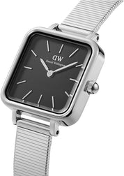 Daniel Wellington orologio donna 22x22 mm silver e nero inox doppia placcatura 3atm
