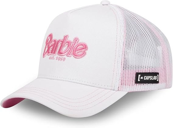 Capslab Cappellino con Visiera Collezione Barbie Misto Cotone Bianco Rosa Donna