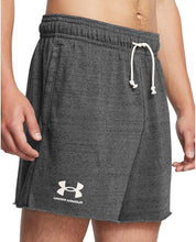 Under Armour Shorts da Allenamento UA Rival Terry 6 inches Misto Cotone Grigio Logo Bianco Unisex