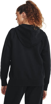Under Armour felpa full zip pile misto cotone cappuccio RIVAL donna  allenamento UA nero