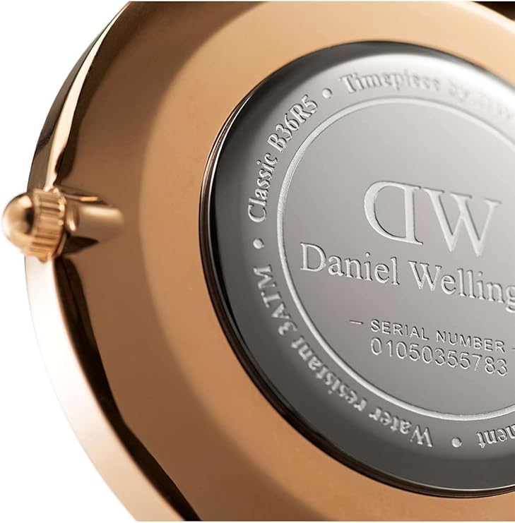 Daniel Wellington orologio classic 36mm 316L cinturino Bristol pelle marrone Rose Gold bianco