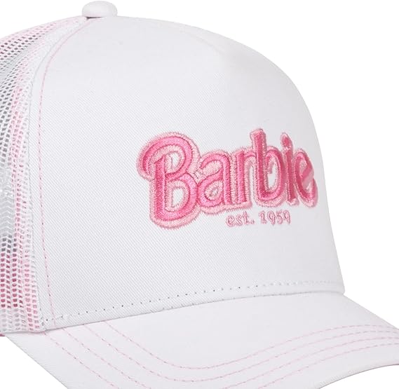 Capslab Cappellino con Visiera Collezione Barbie Misto Cotone Bianco Rosa Donna