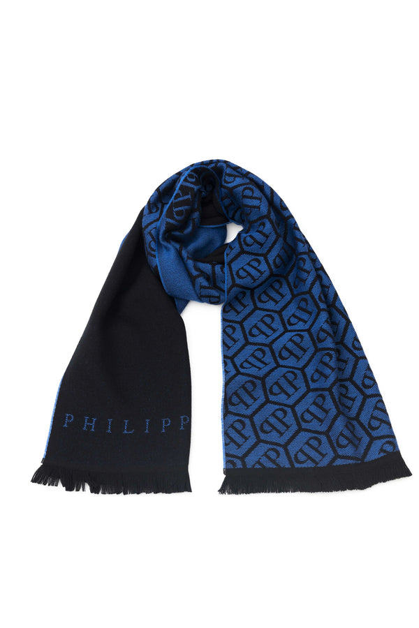 Philipp Plein Stola Logo All Over Blu