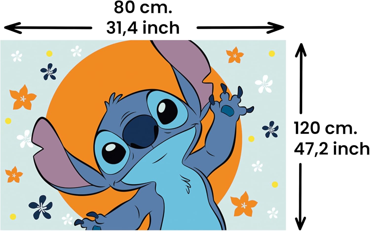 STITCH DISNEY Tappeto con Antiscivolo x cameretta 80x120 cm