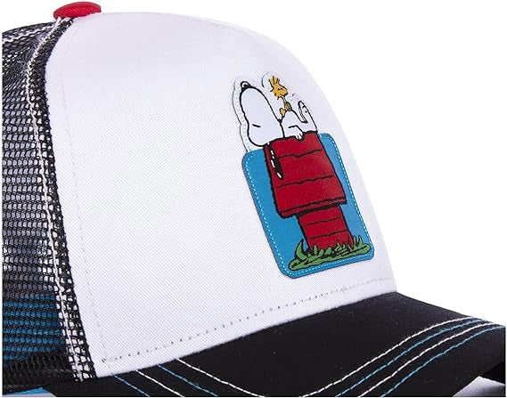 Capslab Cappellino con Visiera Collezione Peanuts Misto Cotone Bianco Nero Unisex