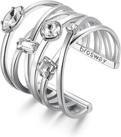 Brosway Anello Donna regolabile a Fascia in Ottone e Cristalli | Collezione Affinity - BFF124b