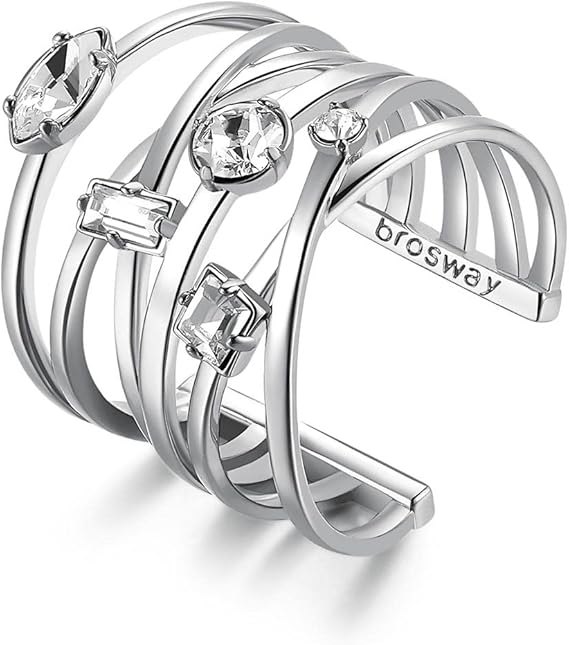 Brosway Anello Donna regolabile a Fascia in Ottone e Cristalli | Collezione Affinity - BFF124b