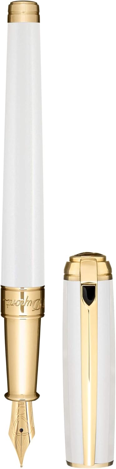 S.t.dupont penna stilografica wi line bianco perla e oro 410109M
