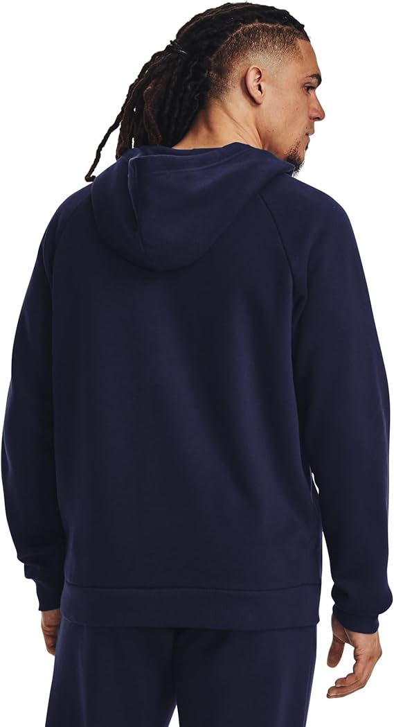 Under Armour felpa full zip pile misto cotone cappuccio RIVAL uomo allenamento UA blu