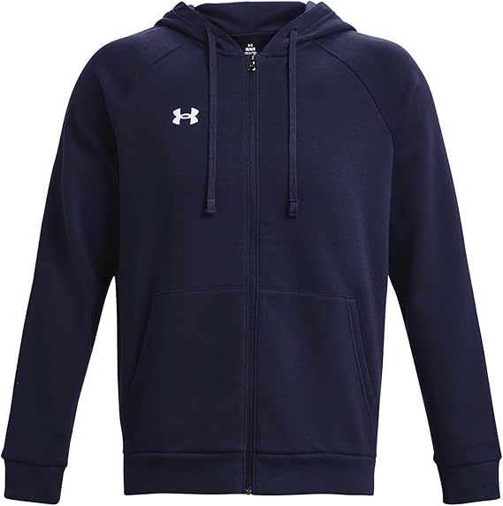 Under Armour felpa full zip pile misto cotone cappuccio RIVAL uomo allenamento UA blu