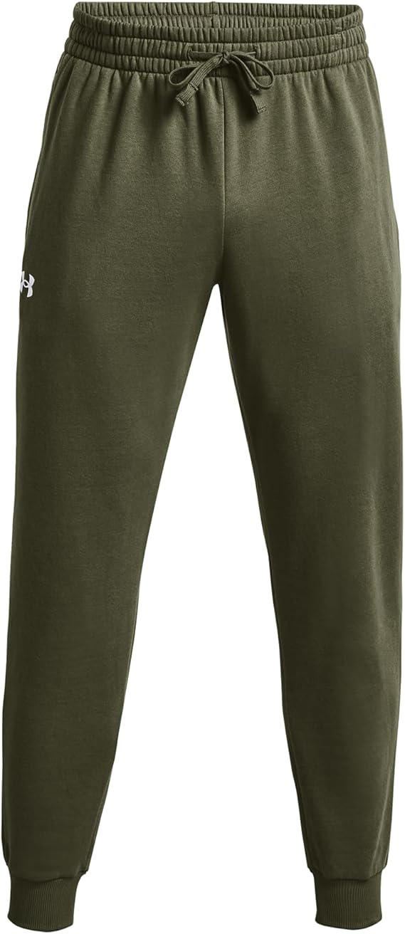 Under Armour RIVAL fleece pantaloni allenamento corsa uomo men pile verde militare